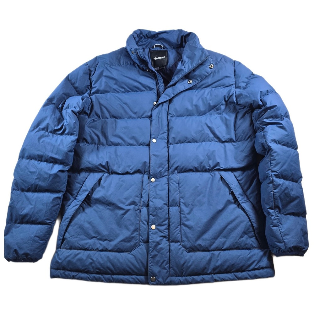 Marmot Down Puffer Jacket Mens XL Blue 700 Fill Nylon Coat Ski Winter Outdoor